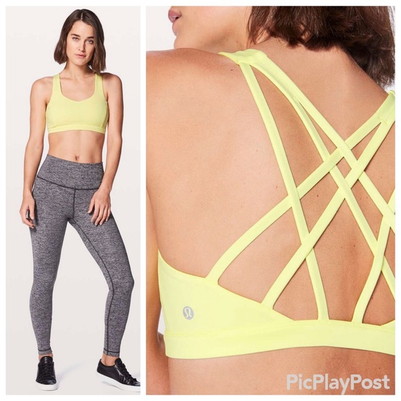 lululemon athletica Other - Lululemon Free To Be Serene Bra Sheer Lemon Sports Athletic Yoga No Pads Sz 10